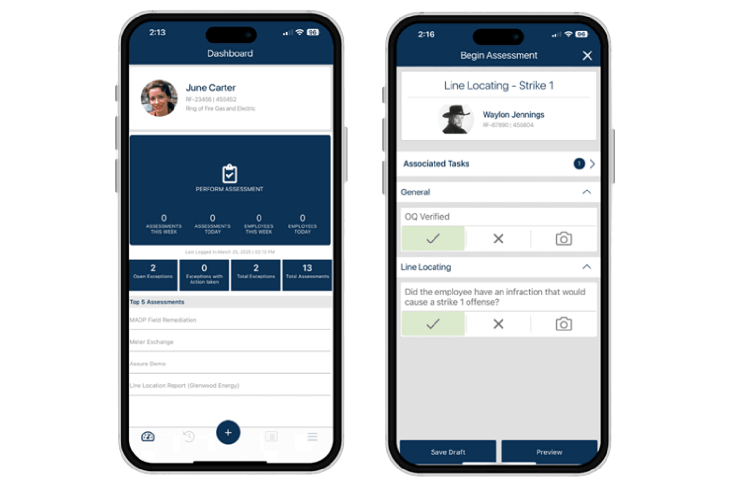 ITS Assure Screens on iPhone