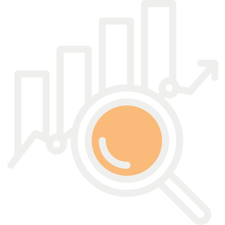 Bar chart with magnifying glass icon